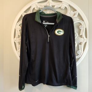 Nike Green Bay Packers Black Quarter-Zip Pullover. Womens. Large.
